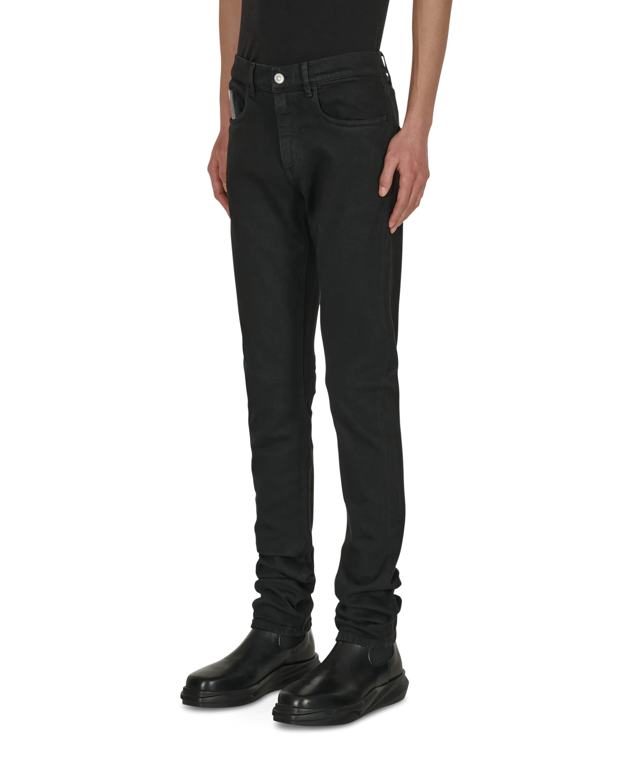 Pantalon Skinny en Jean Noir à 6 Poches