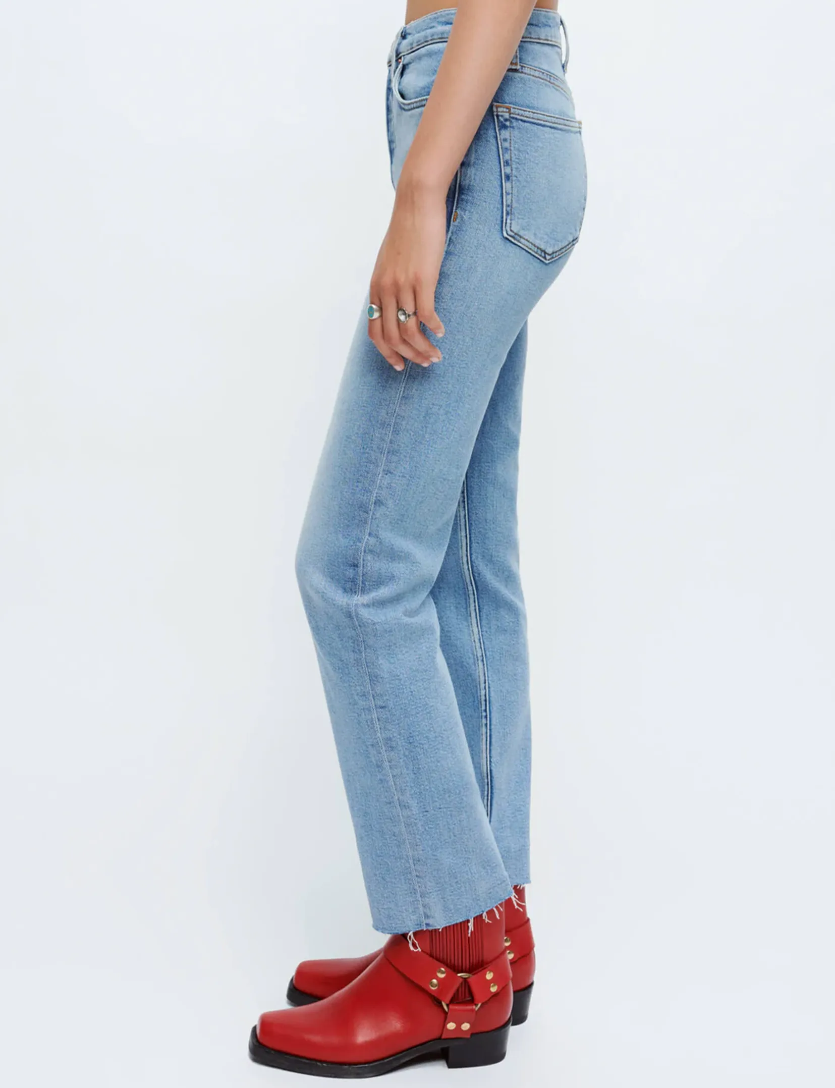 Pantalon tuyau des années 70, Vêtement bleu milieu des années 90 - Réédition