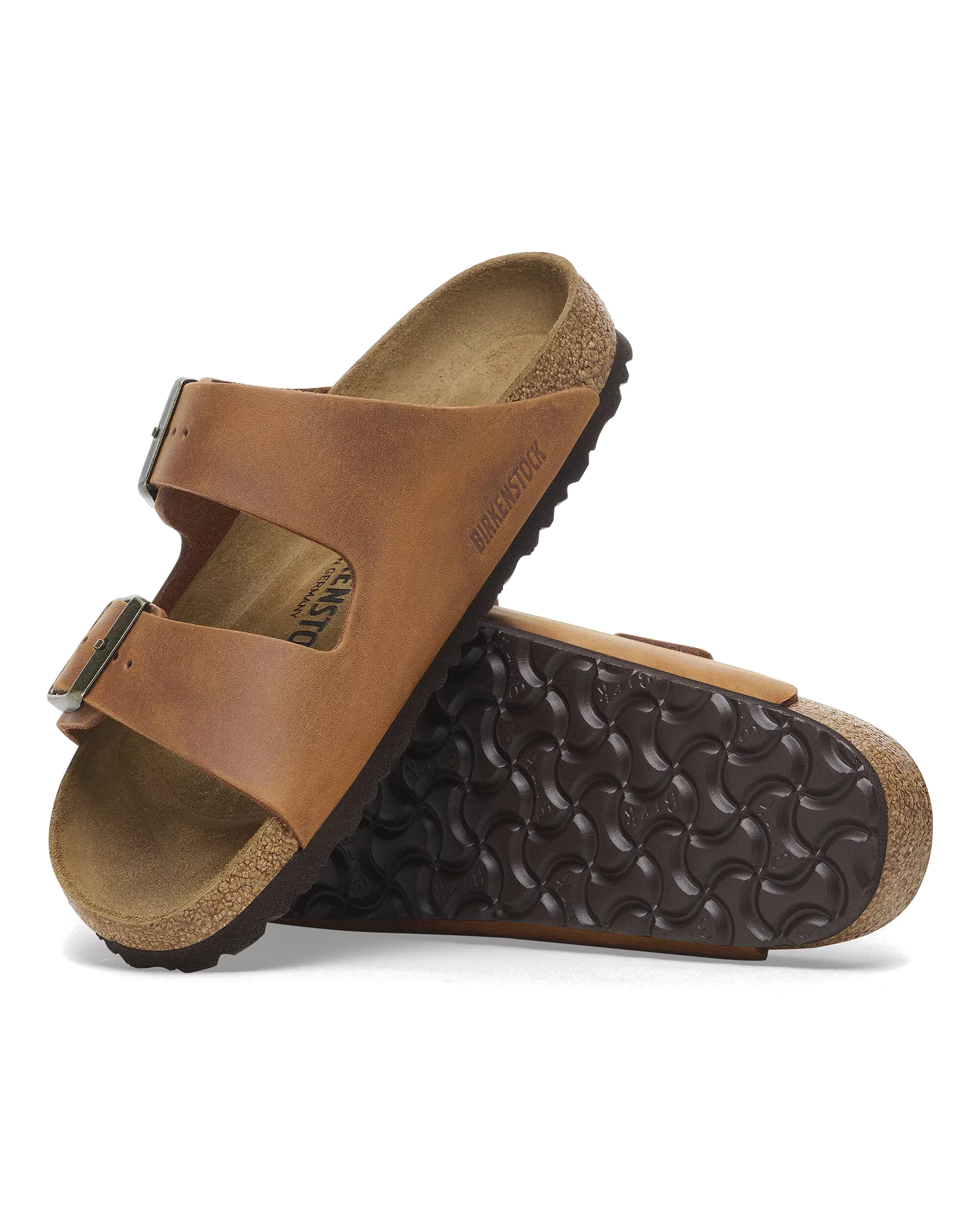 Sandales en cuir naturel Arizona huilées couleur cognac
