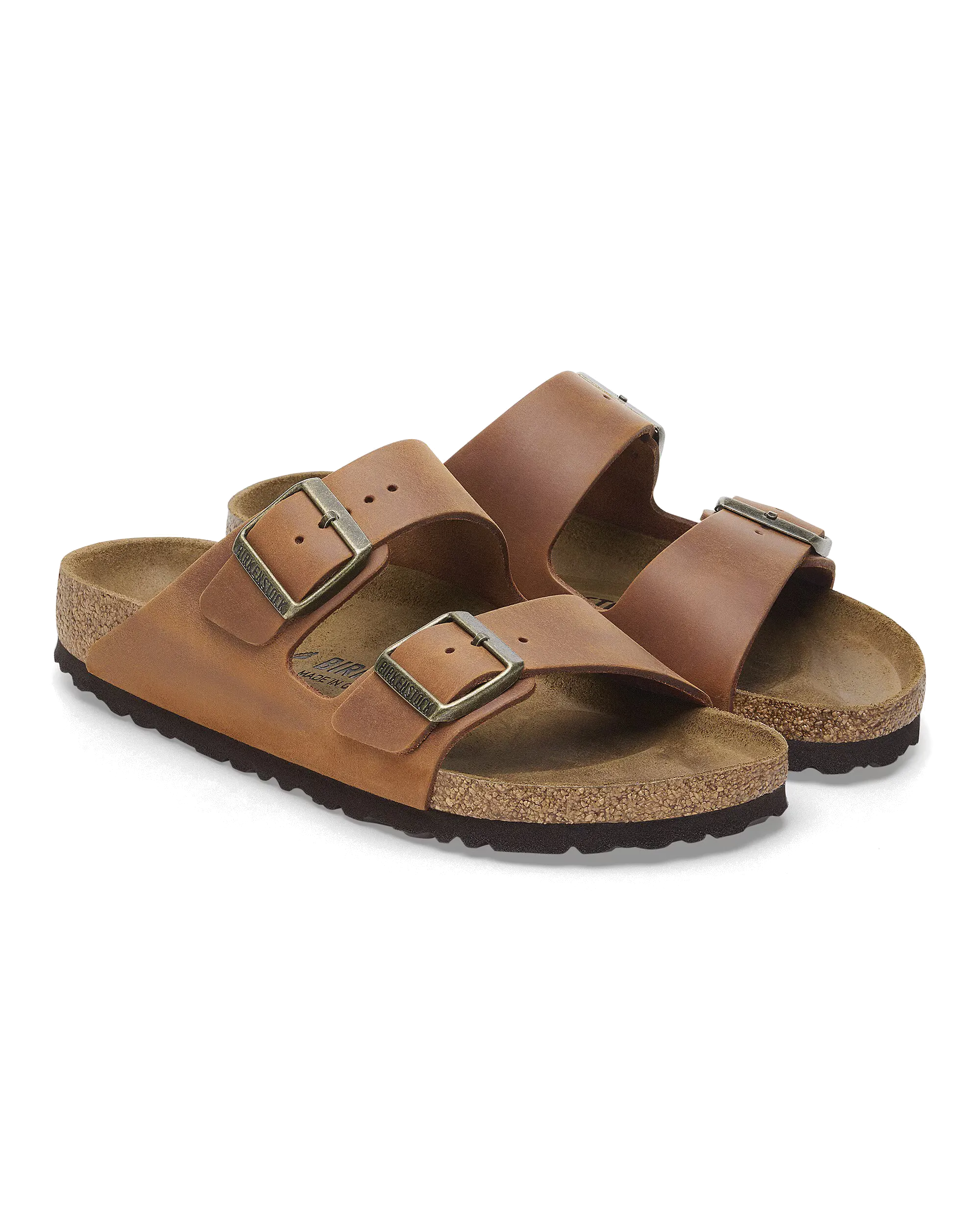 Sandales en cuir naturel Arizona huilées couleur cognac