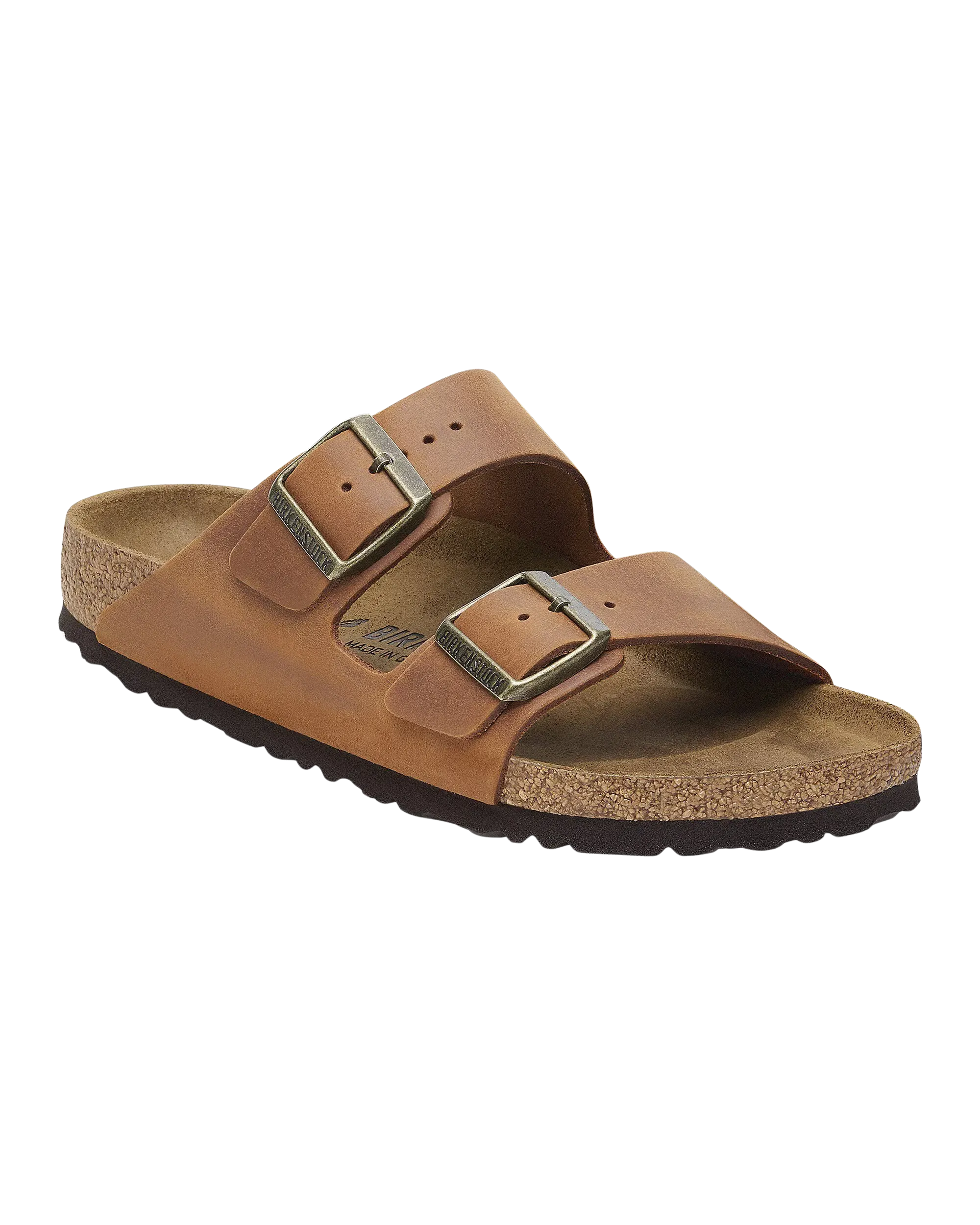 Sandales en cuir naturel Arizona huilées couleur cognac