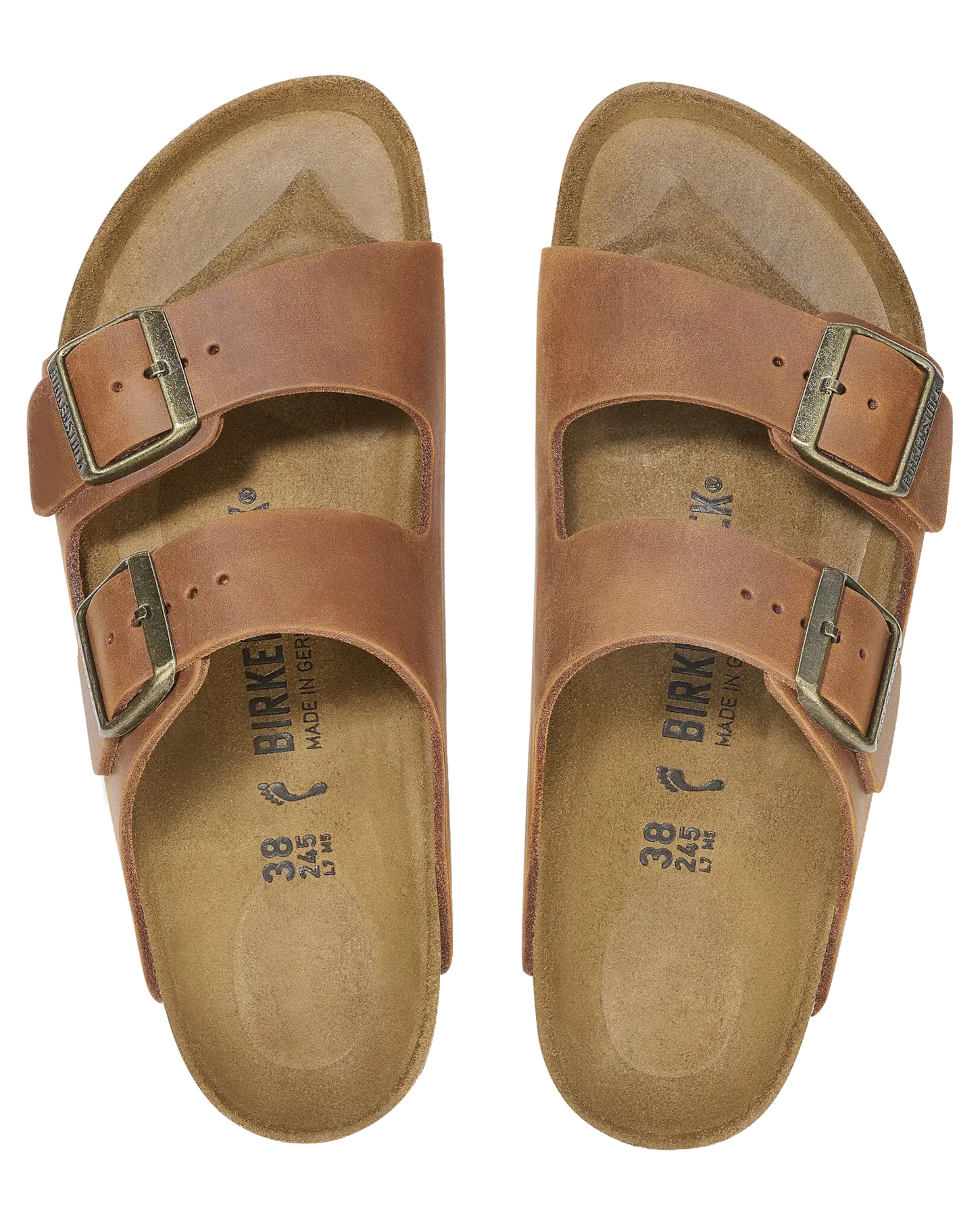 Sandales en cuir naturel Arizona huilées couleur cognac