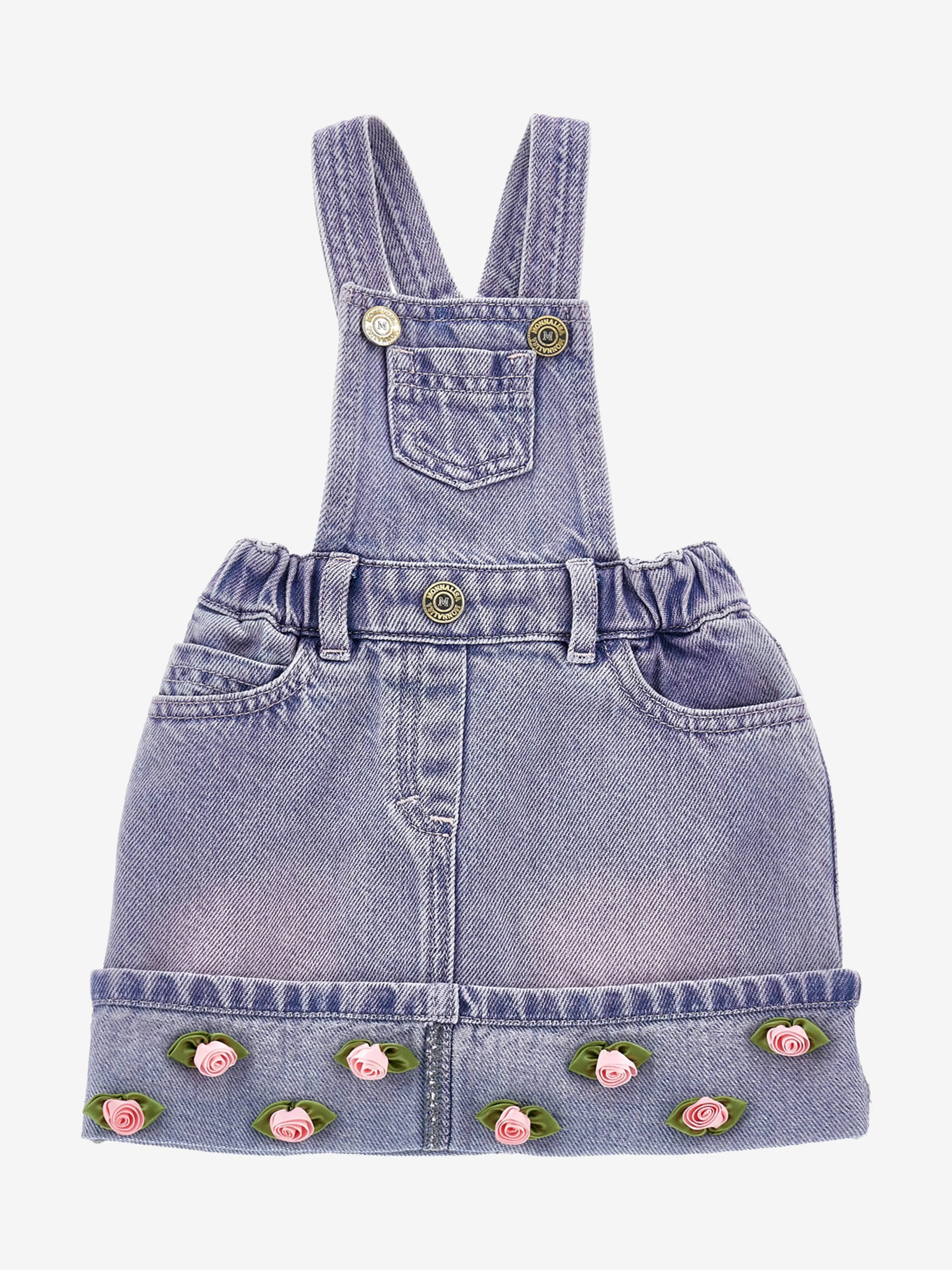 Robe salopette en jean bleu pour bébé fille