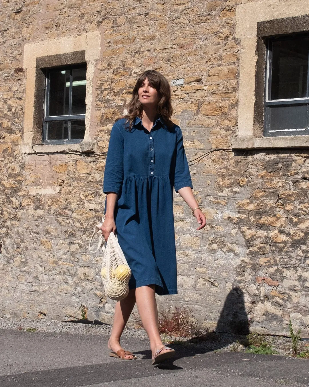 Robe chemise en coton pour femmes Bea | Denim texturé