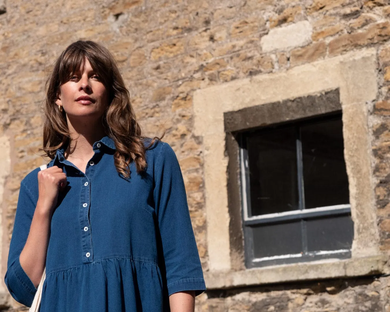 Robe chemise en coton pour femmes Bea | Denim texturé
