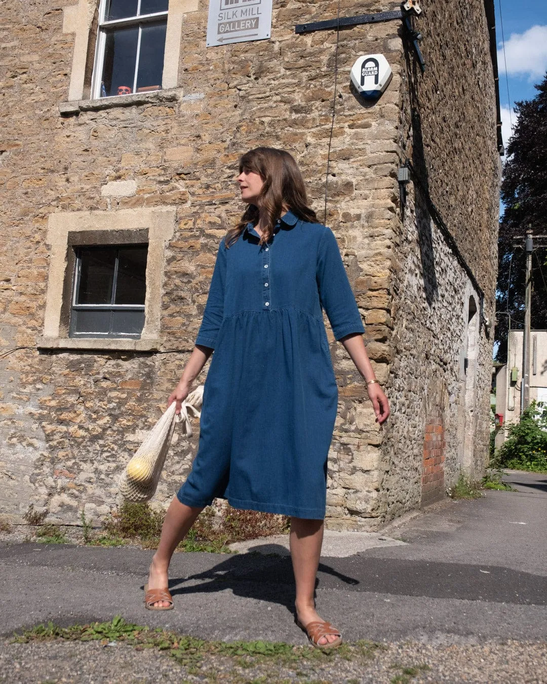 Robe chemise en coton pour femmes Bea | Denim texturé