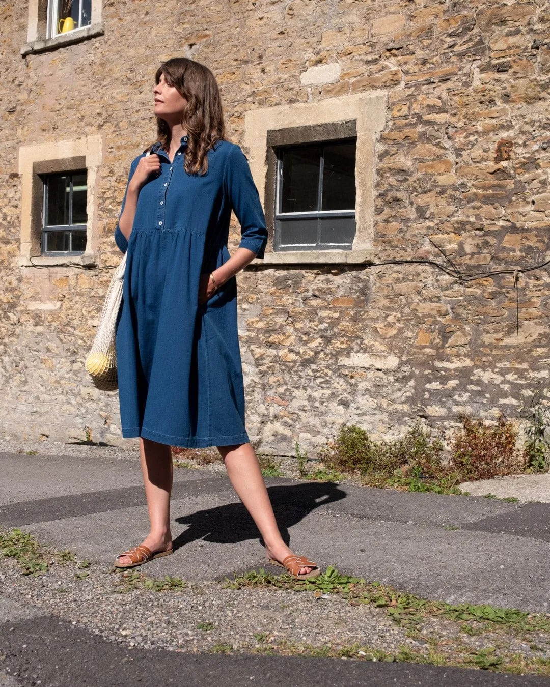 Robe chemise en coton pour femmes Bea | Denim texturé
