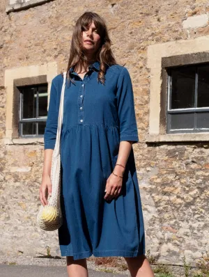 Robe chemise en coton pour femmes Bea | Denim texturé