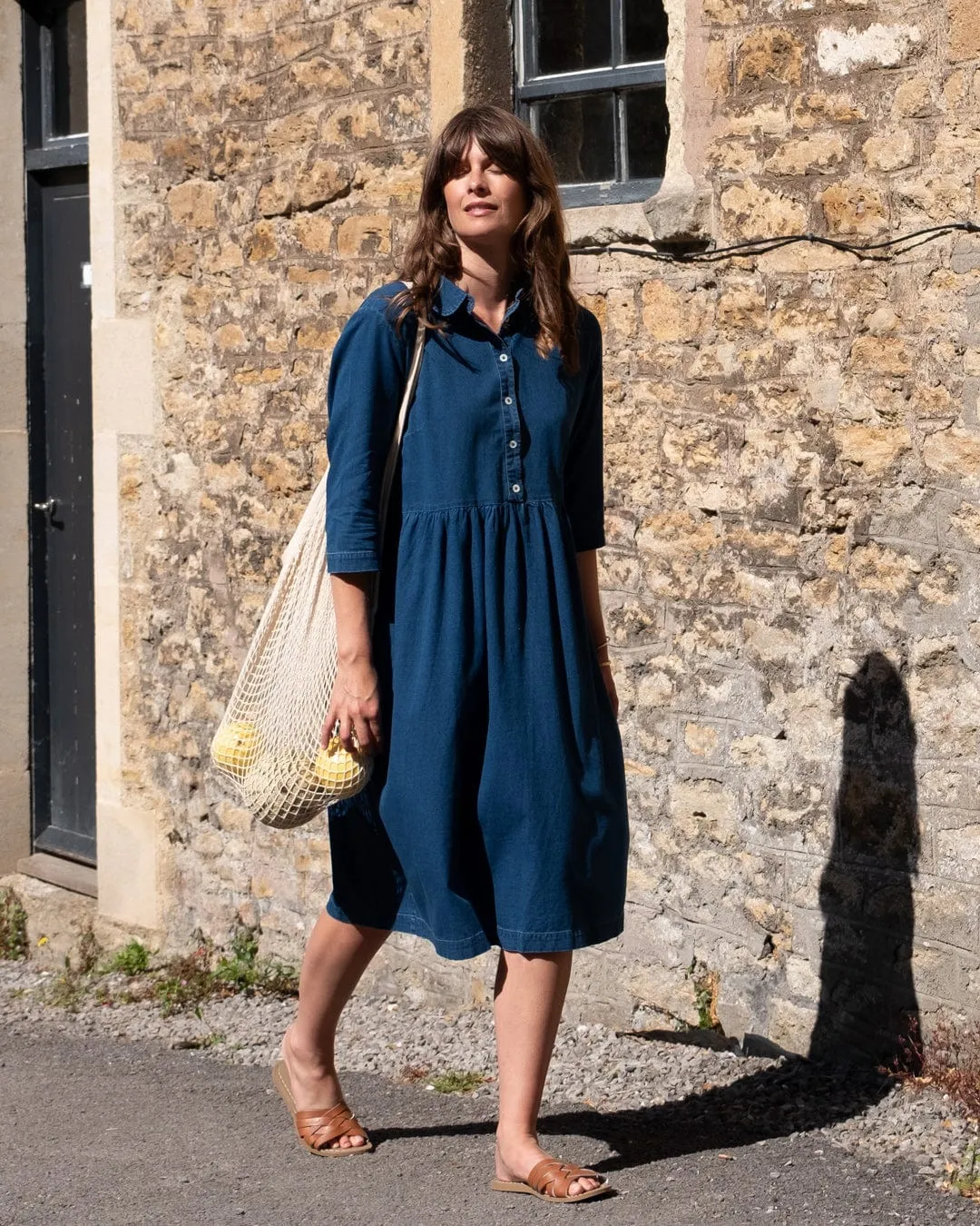 Robe chemise en coton pour femmes Bea | Denim texturé