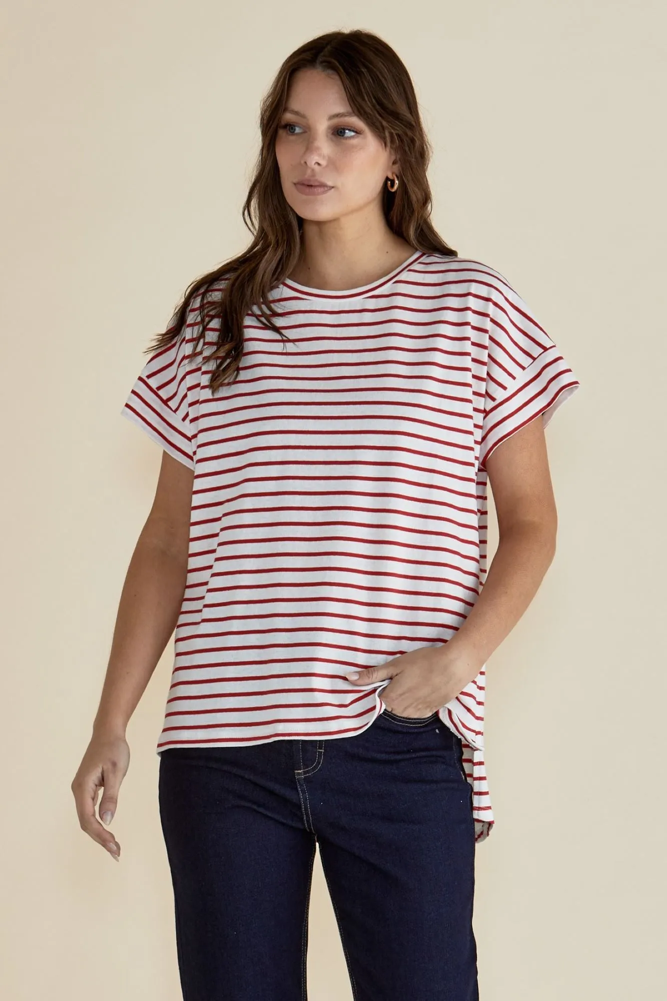 Betty Basics T-shirt Willa Rayé Rouge