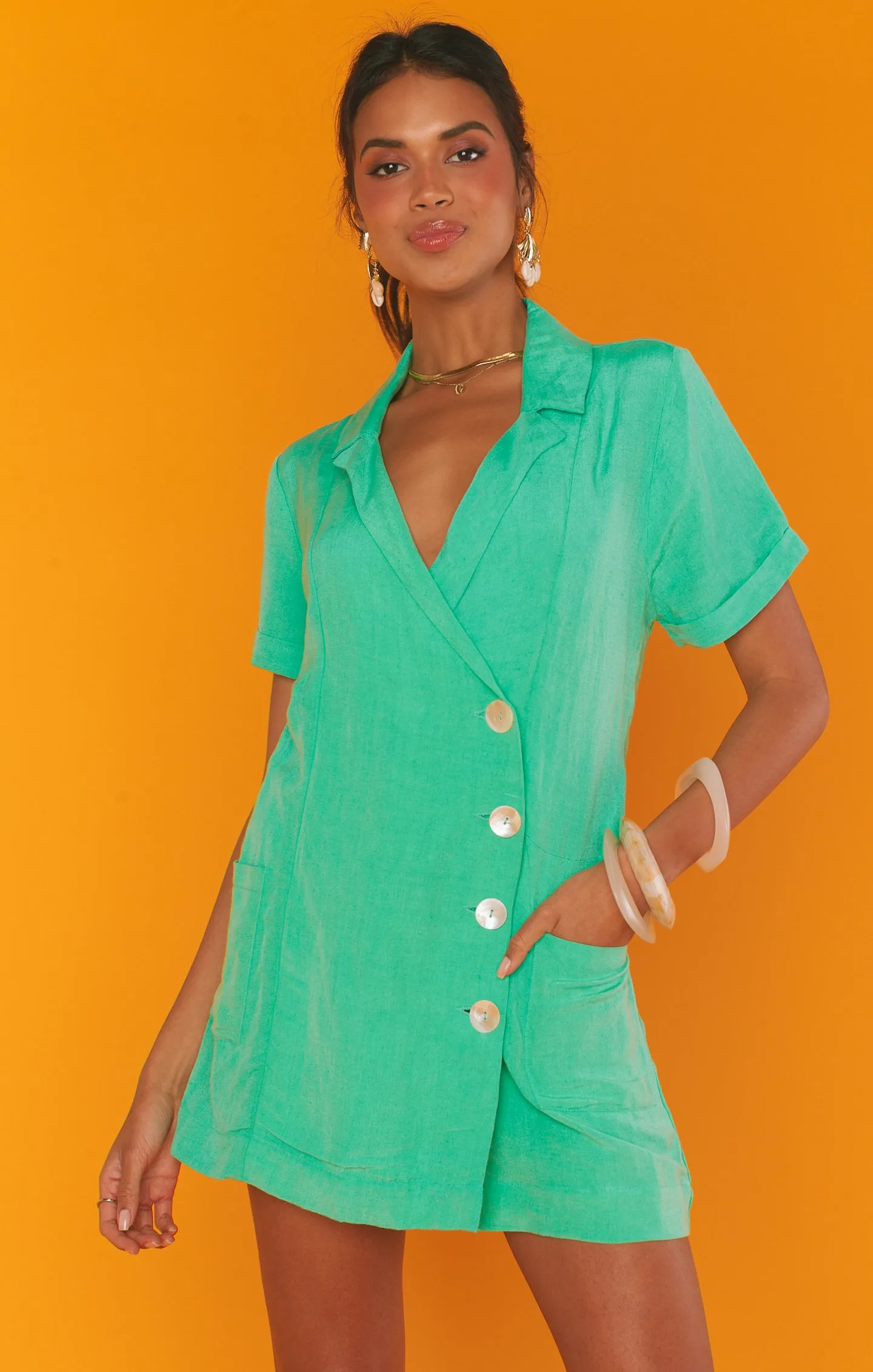 Blazer Combishort Bicoastal ~ Lin vert d'eau