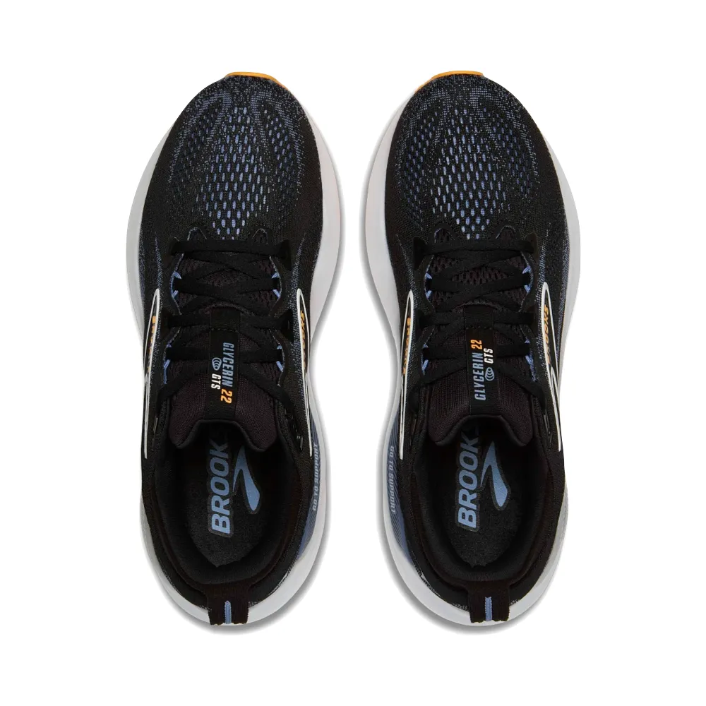 Chaussure de course Brooks Glycerin GTS 22 pour homme en Noir/Bleu Country/Orange Pop