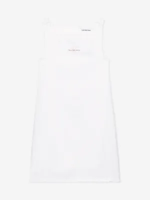 Robe en jean à boutons Calvin Klein pour filles en ivoire