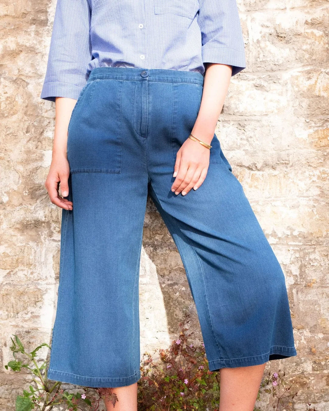 Carrie Culottes en Coton pour Femmes | Denim Texturé