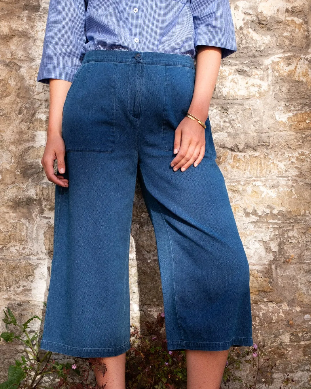 Carrie Culottes en Coton pour Femmes | Denim Texturé