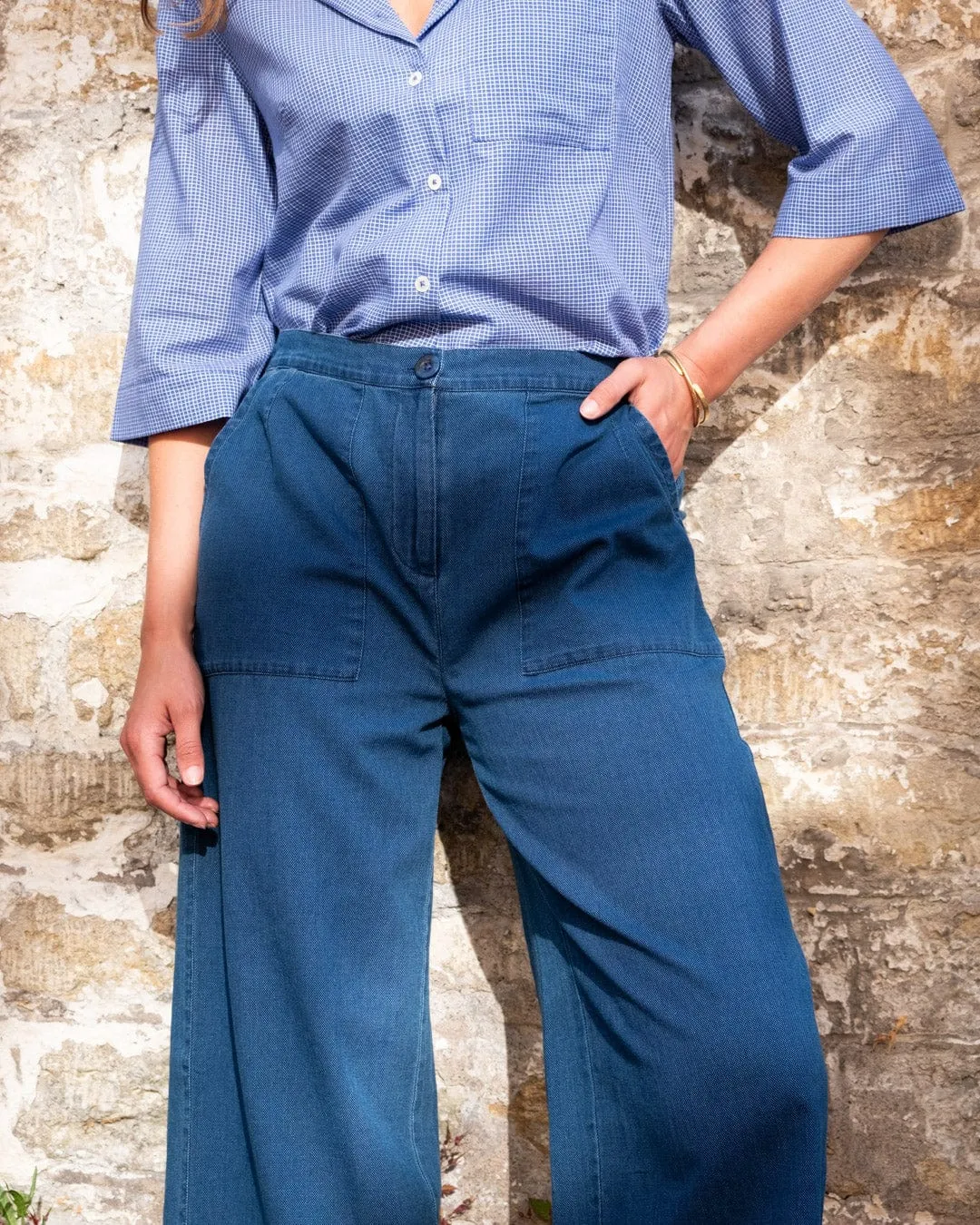 Carrie Culottes en Coton pour Femmes | Denim Texturé