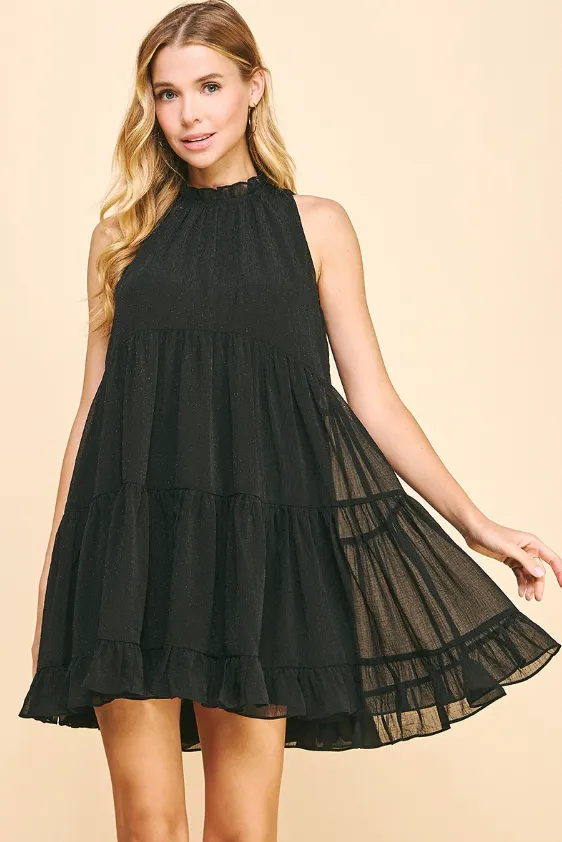 Robe mini sans manches Cecilia Lurex