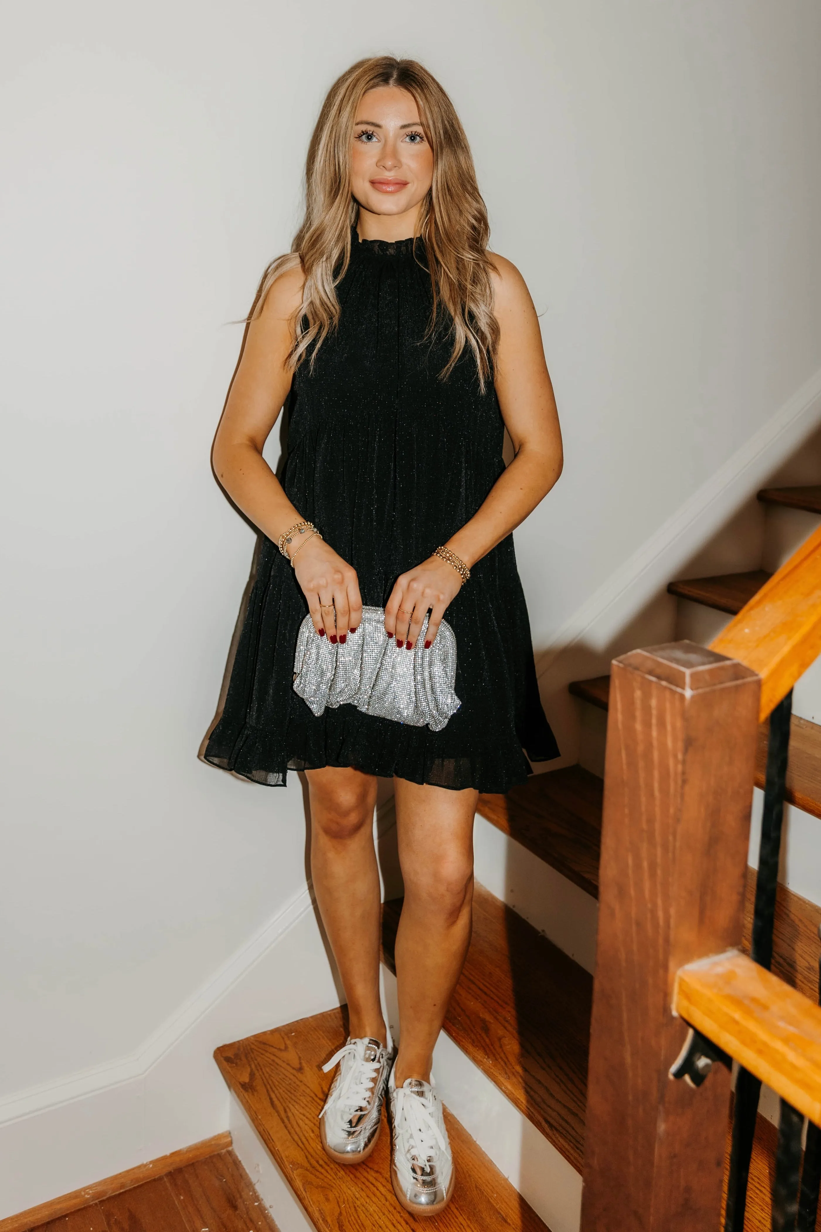 Robe mini sans manches Cecilia Lurex