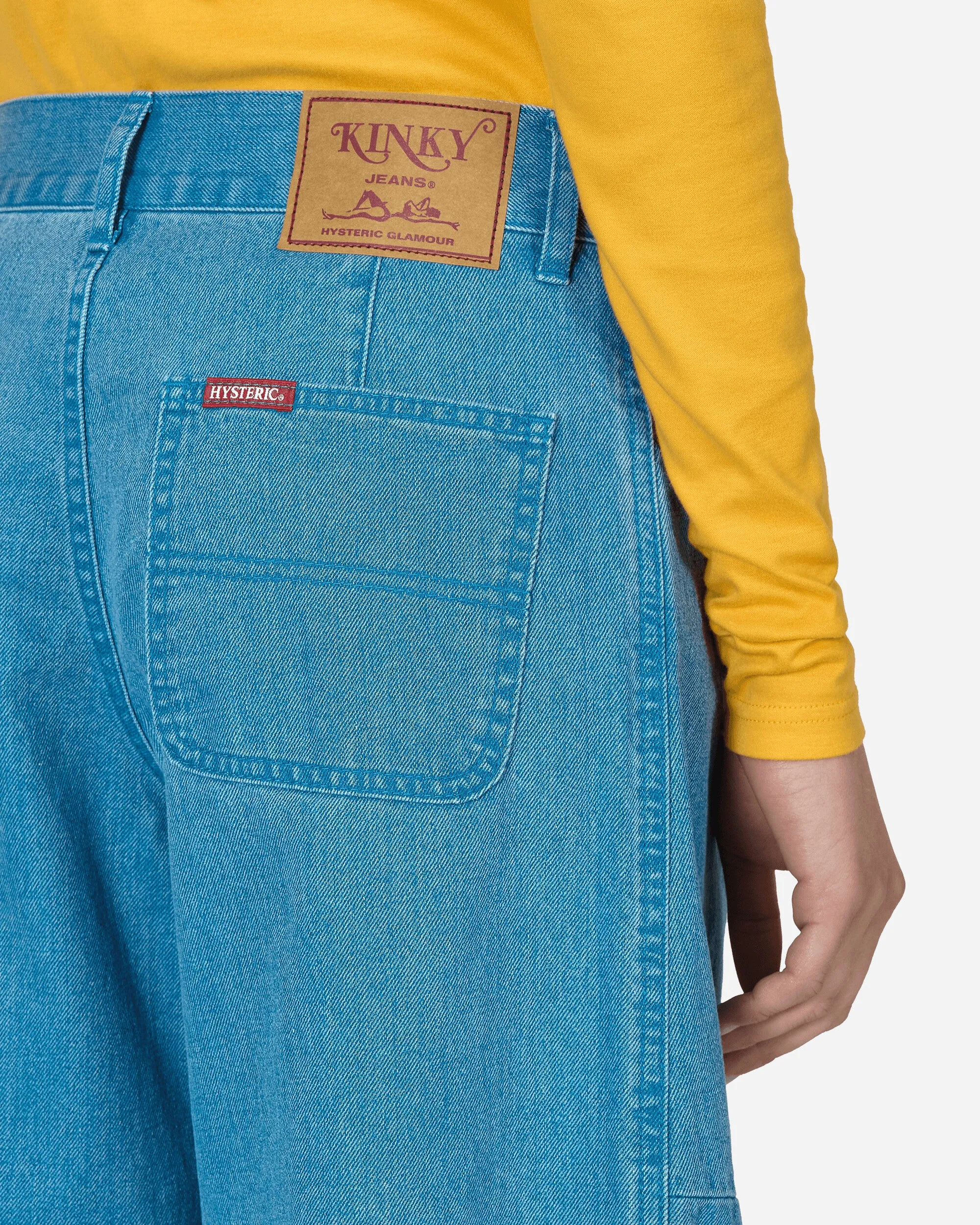 Pantalon large en denim coloré Bleu