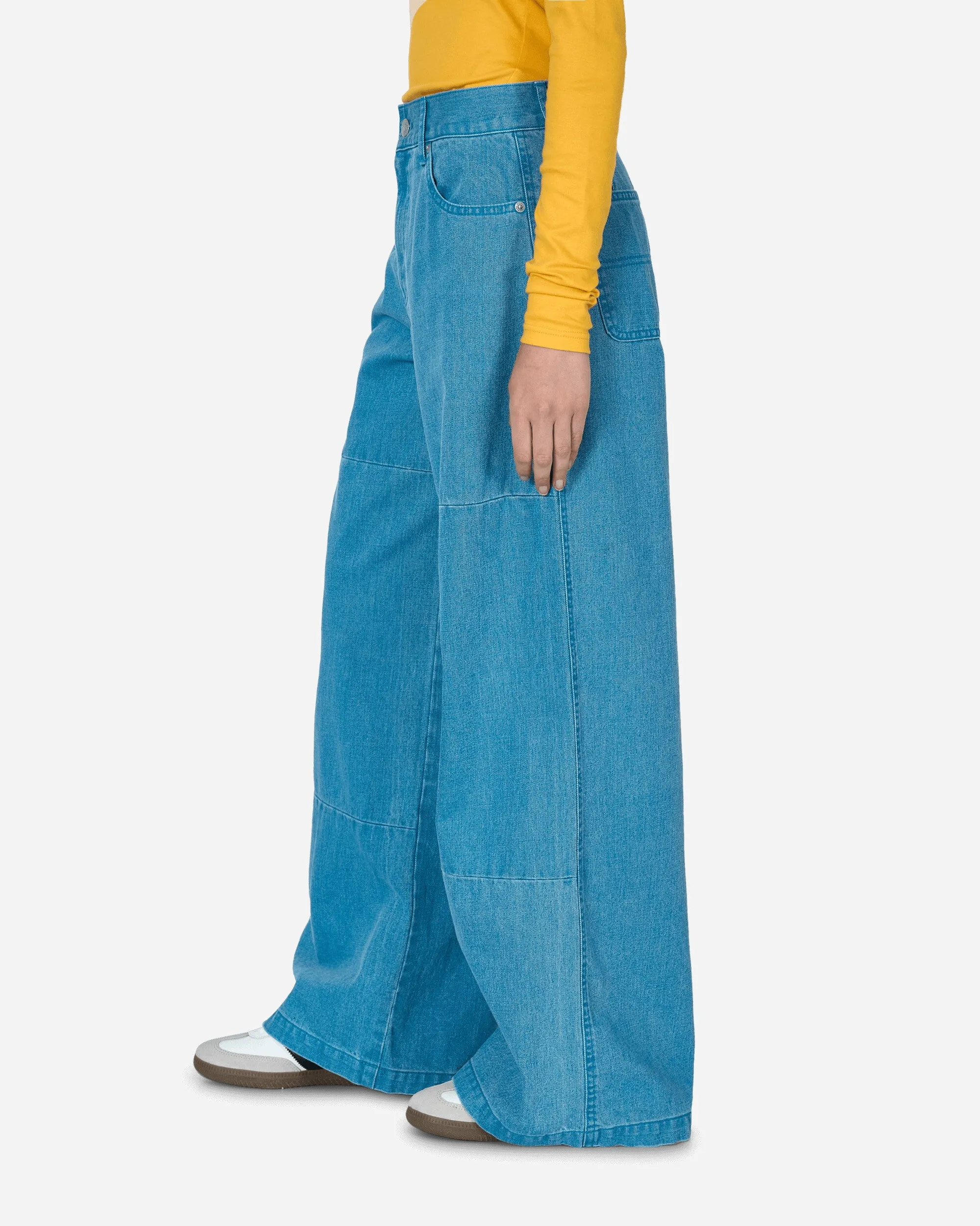 Pantalon large en denim coloré Bleu