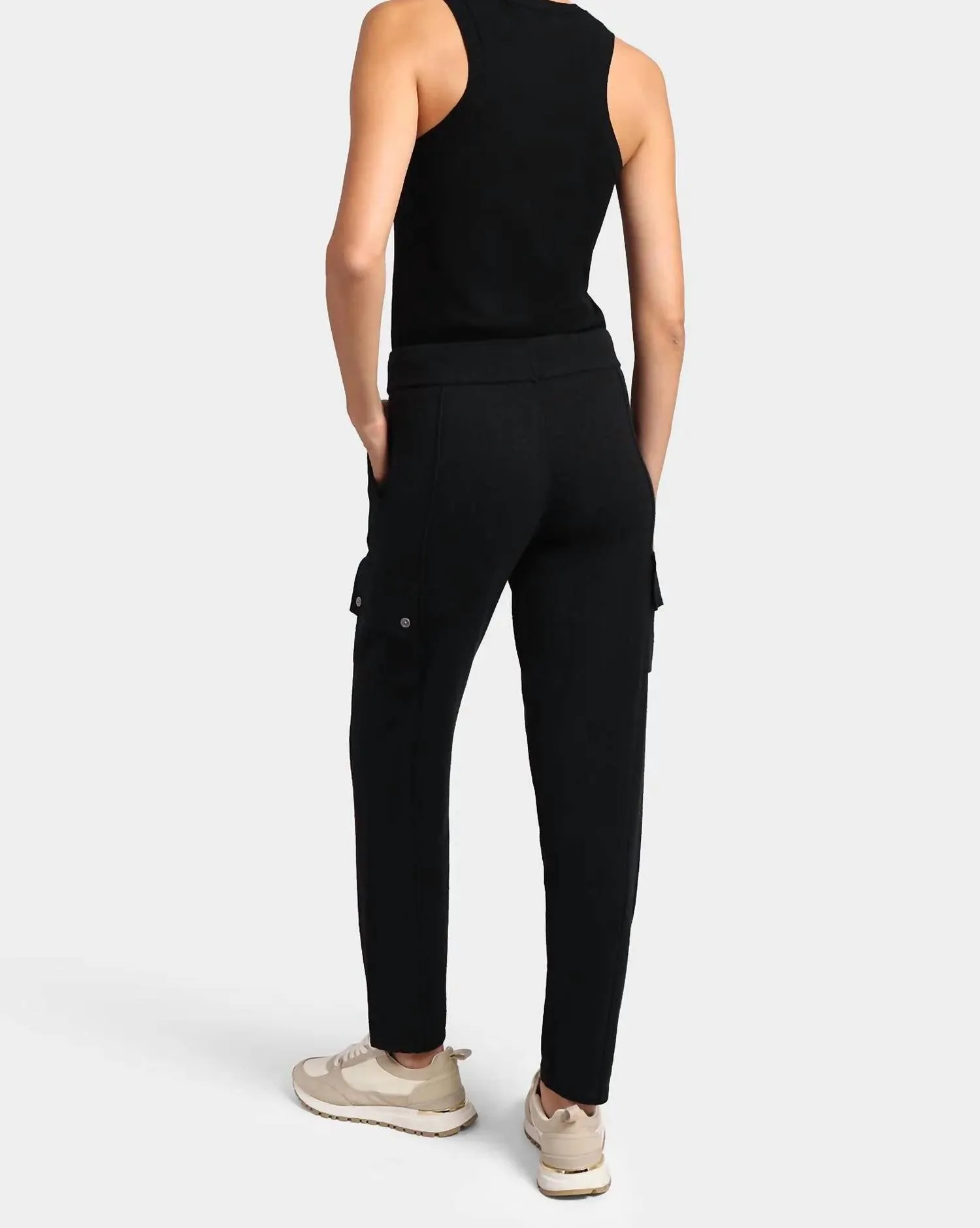 Pantalon Cargo en Coton et Cachemire Noir Charbon