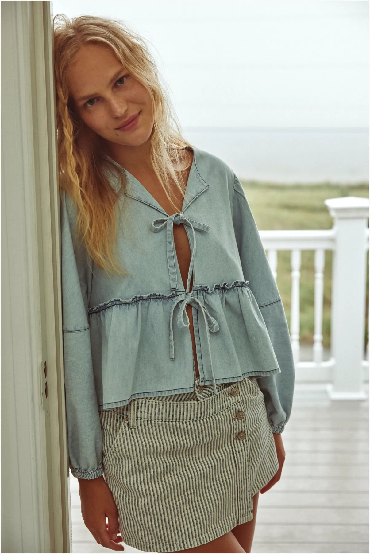 Haut décontracté en denim pour brunch