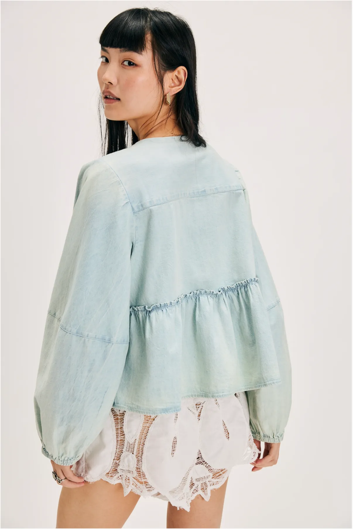 Haut décontracté en denim pour brunch
