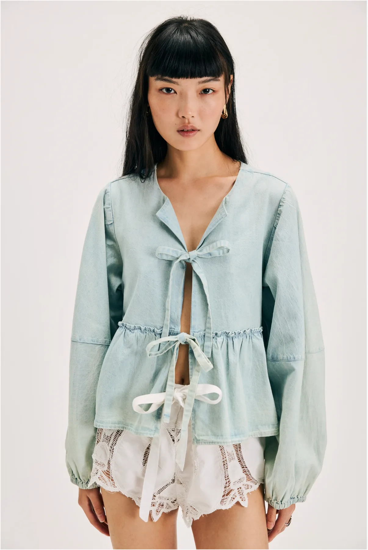 Haut décontracté en denim pour brunch