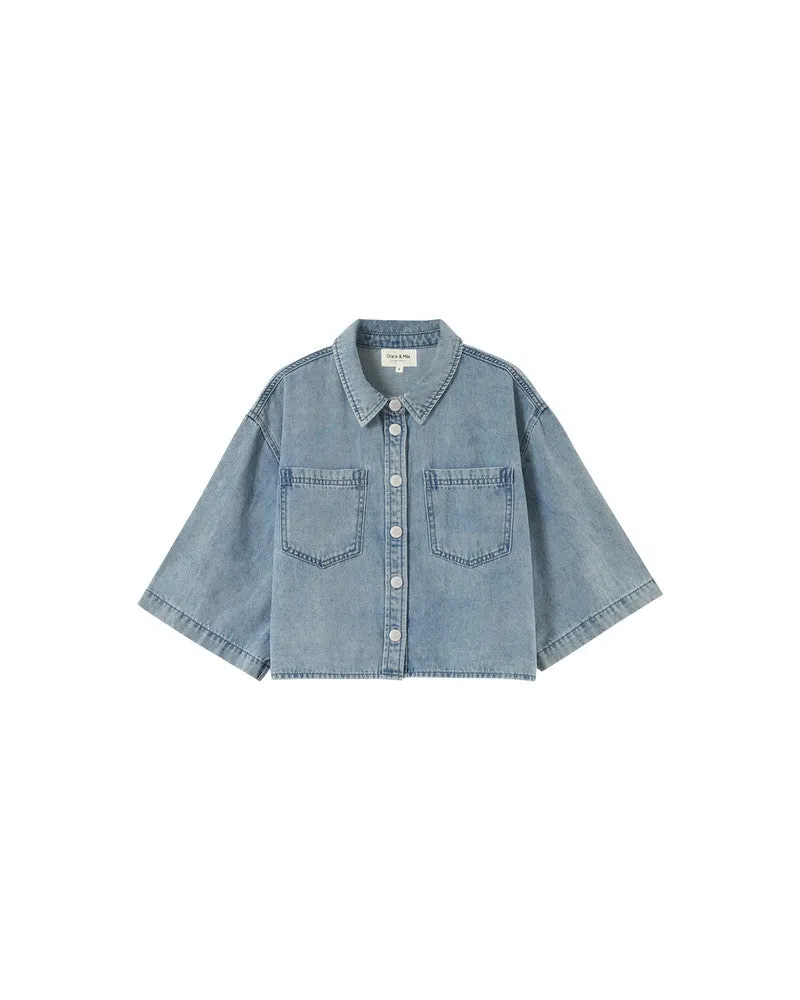 Veste en Jean Pomo Pomona Bleu Ciel Vêtements_Grace-Mila