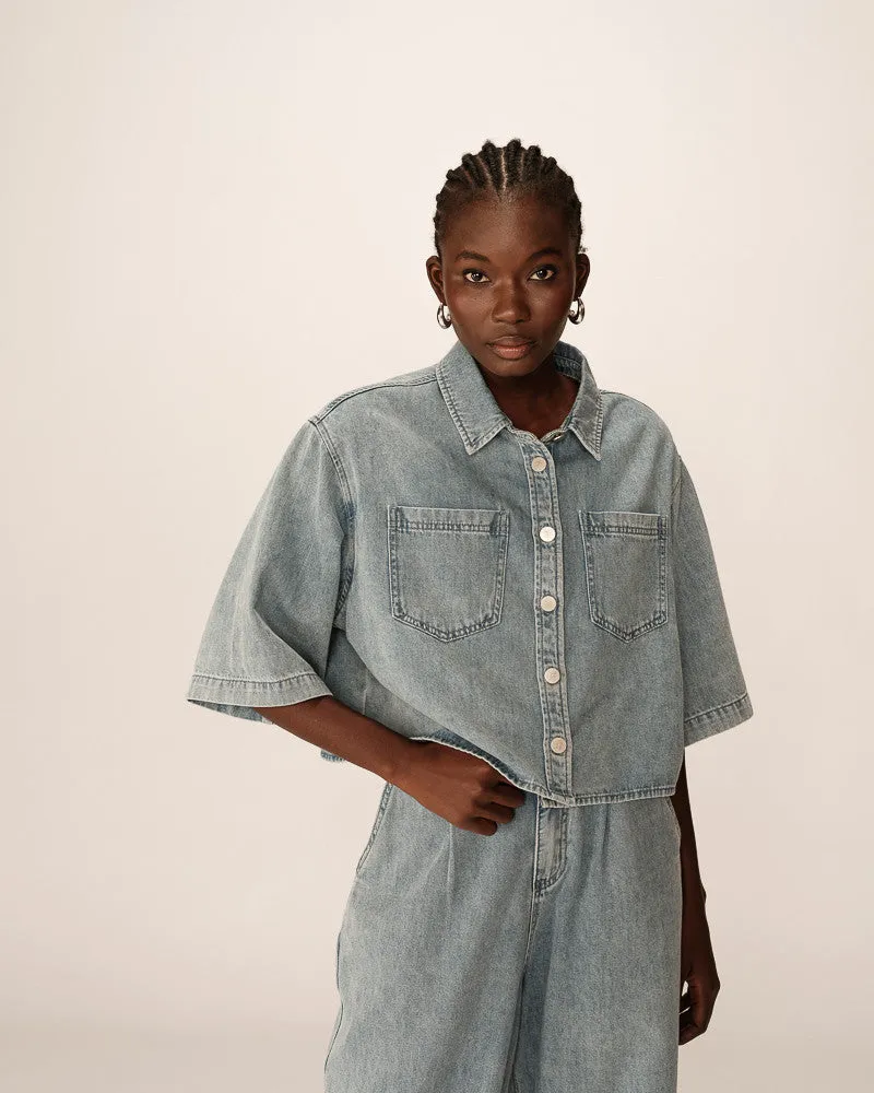 Veste en Jean Pomo Pomona Bleu Ciel Vêtements_Grace-Mila