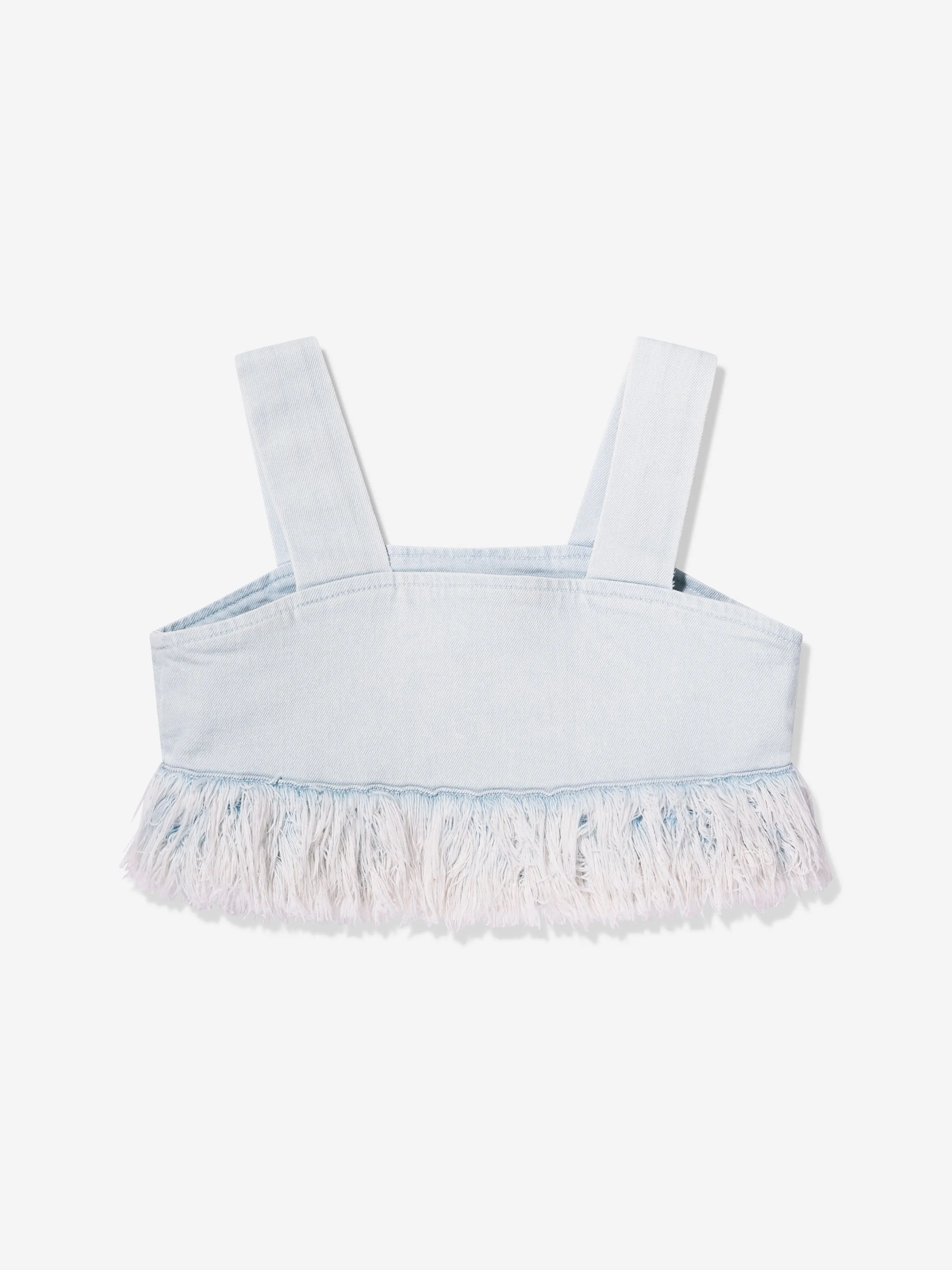 DL1961 Haut court en jean Cora pour filles avec fourrure en bleu