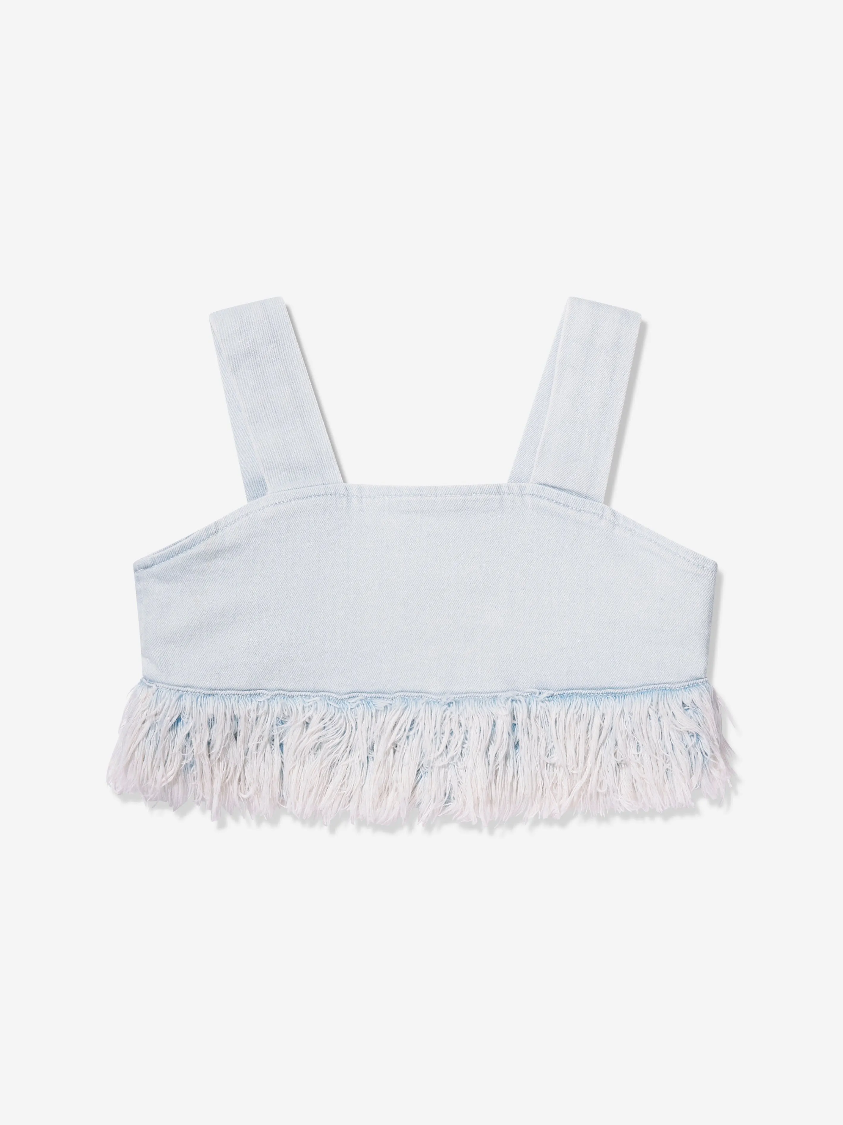 DL1961 Haut court en jean Cora pour filles avec fourrure en bleu
