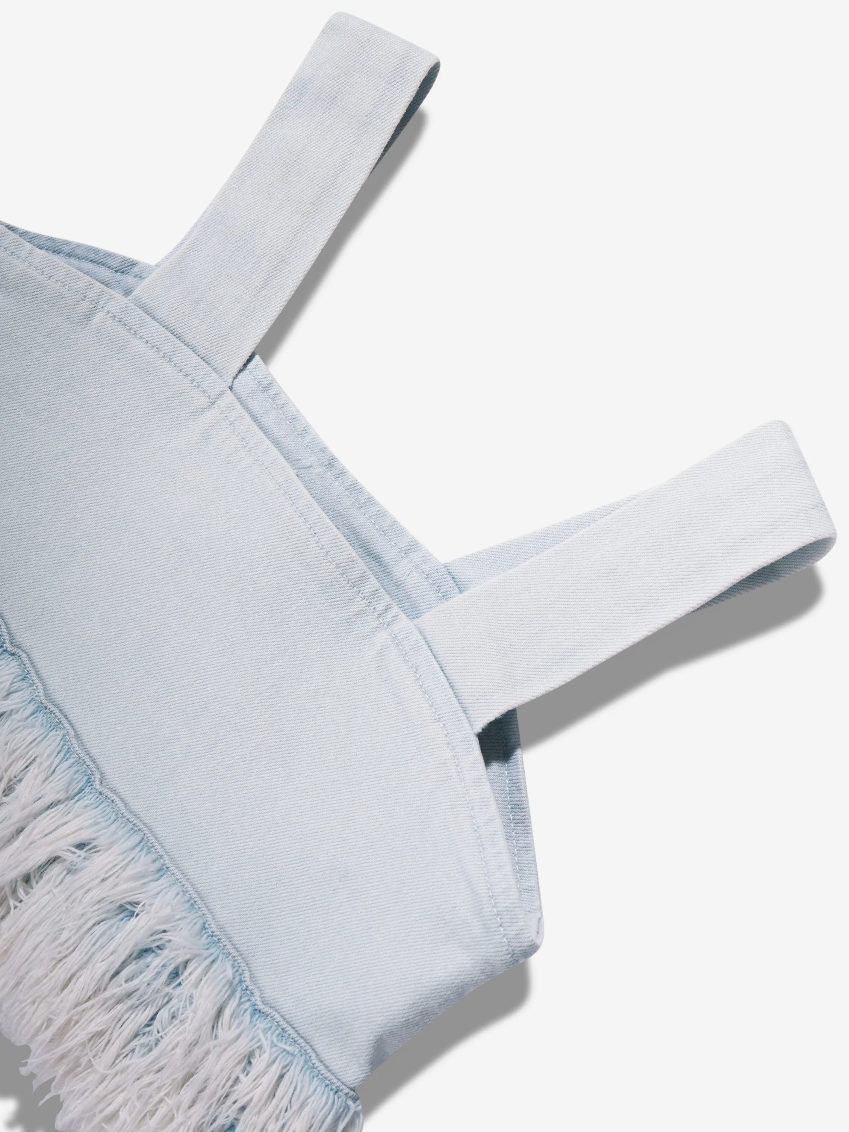 DL1961 Haut court en jean Cora pour filles avec fourrure en bleu