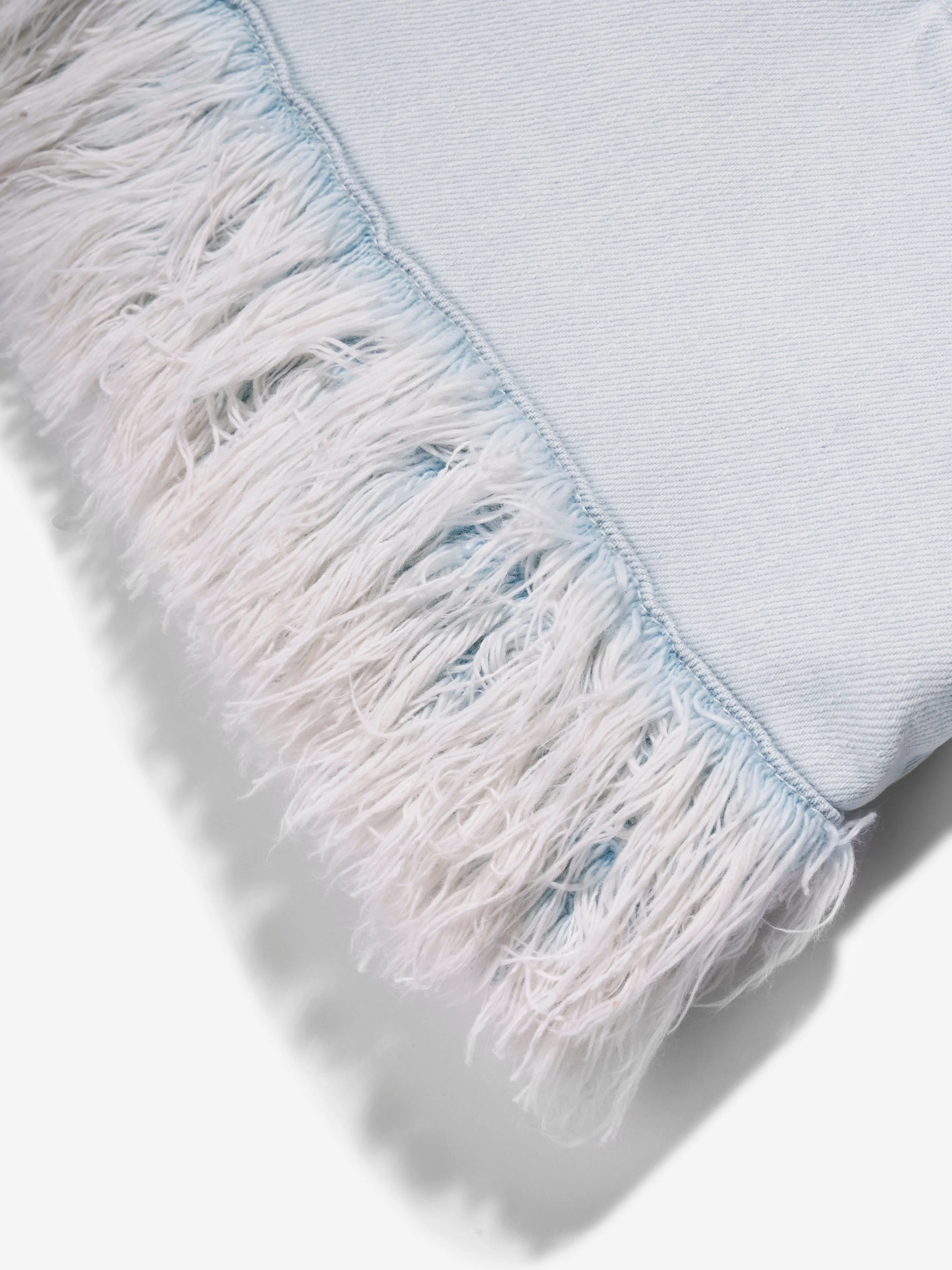 DL1961 Haut court en jean Cora pour filles avec fourrure en bleu