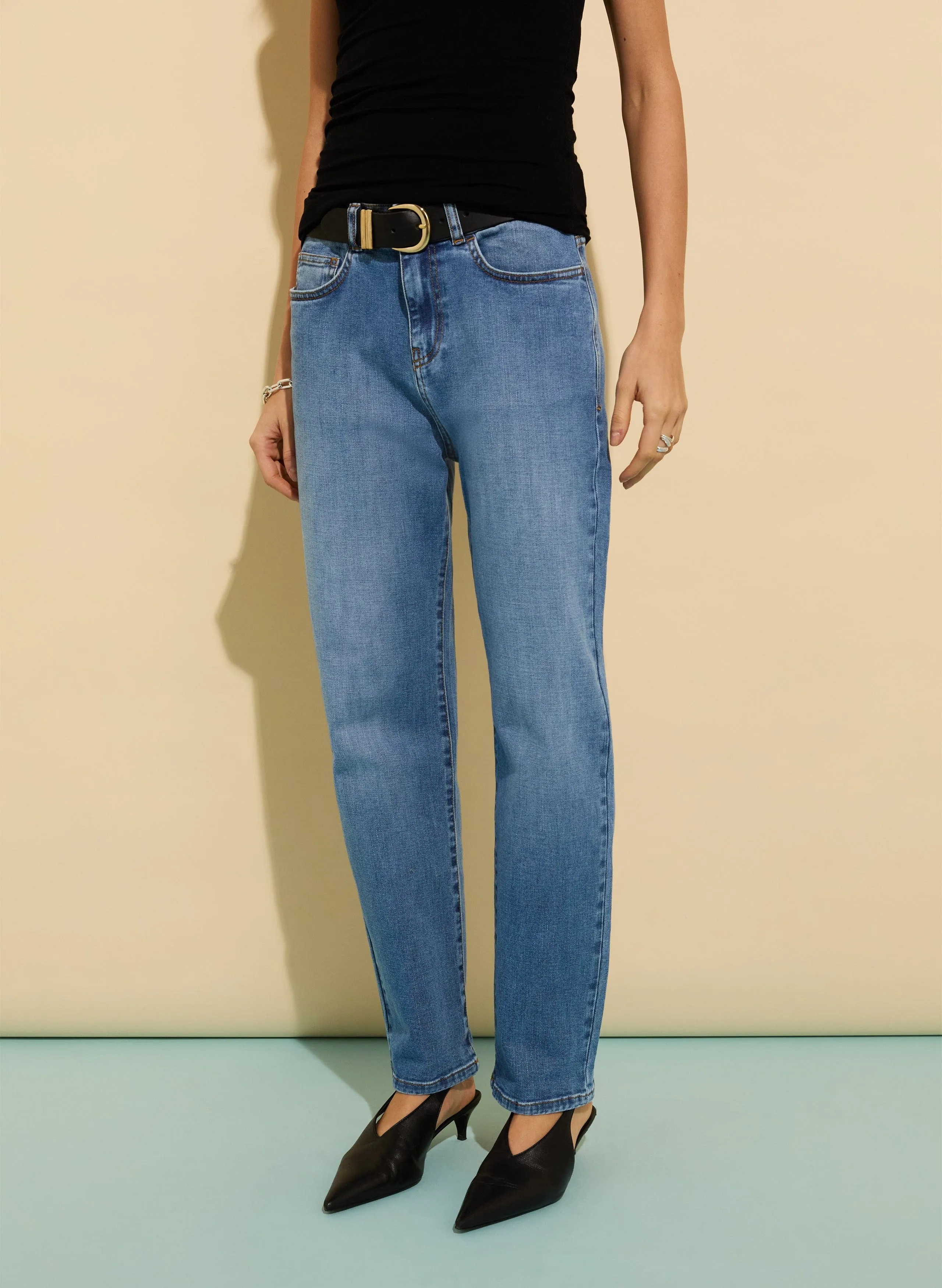 Eda Jean Boyfriend en Coton Biologique Élastique | Indigo Lavé Clair