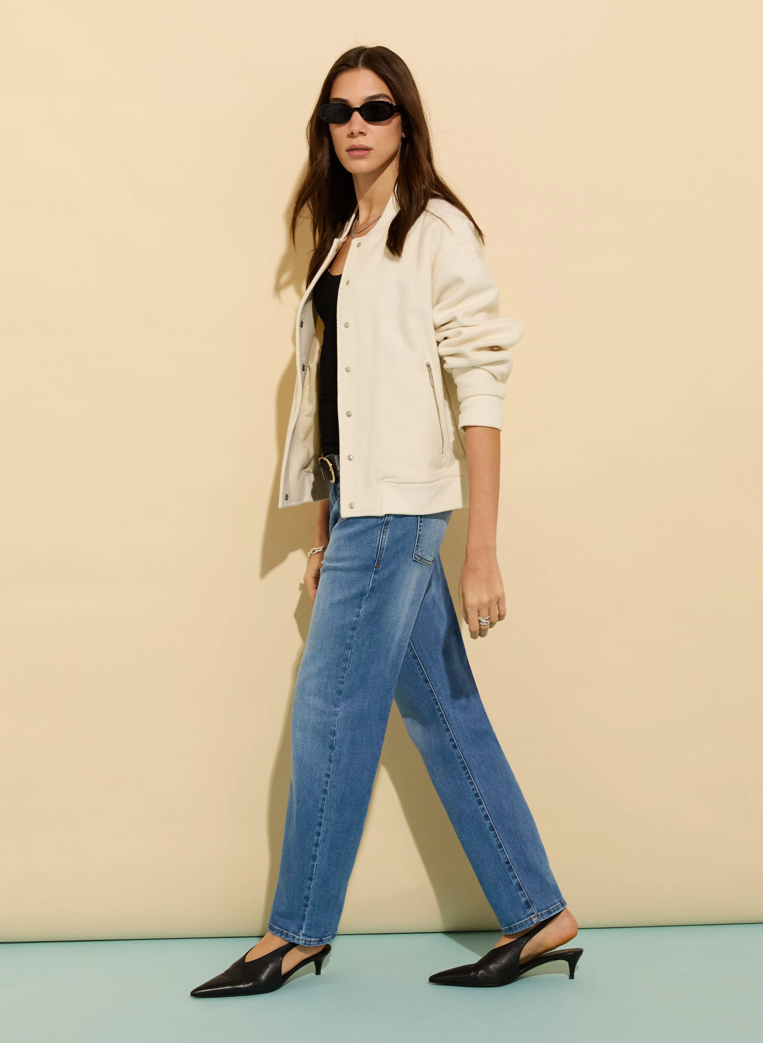 Eda Jean Boyfriend en Coton Biologique Élastique | Indigo Lavé Clair