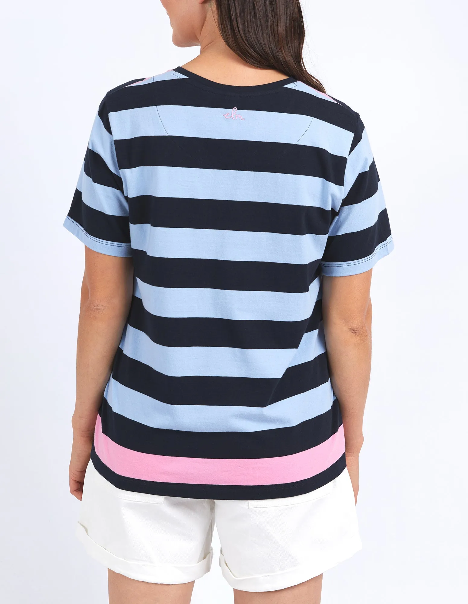 T-shirt manches courtes à rayures Elm Eden Bleu/Marine & Rose/Marine
