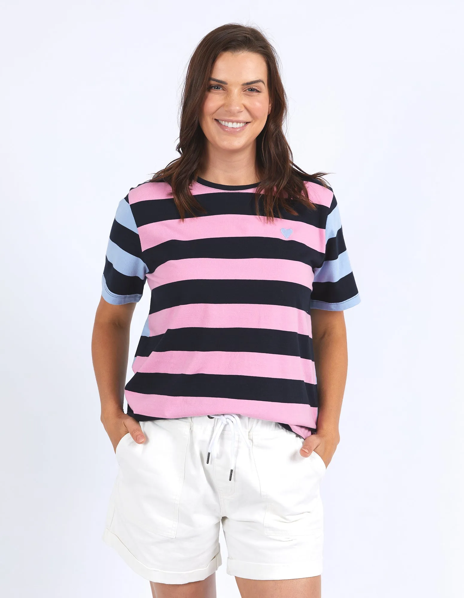 T-shirt manches courtes à rayures Elm Eden Bleu/Marine & Rose/Marine