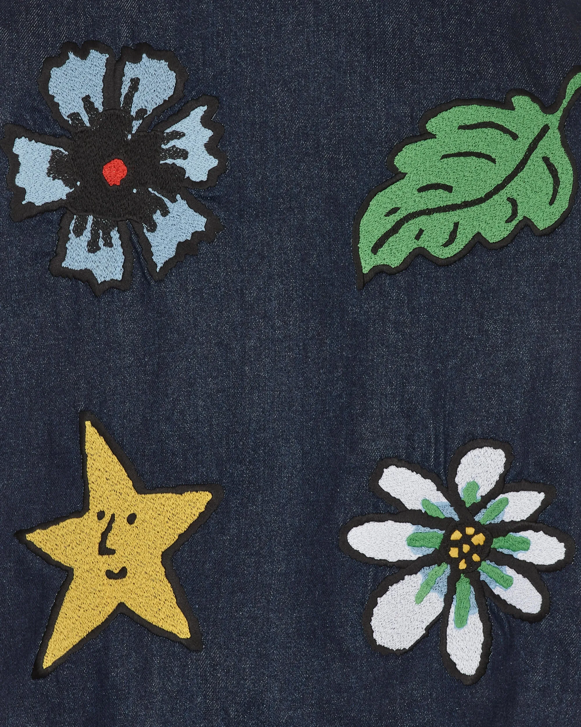 Veste de travail en jean brodé bleue