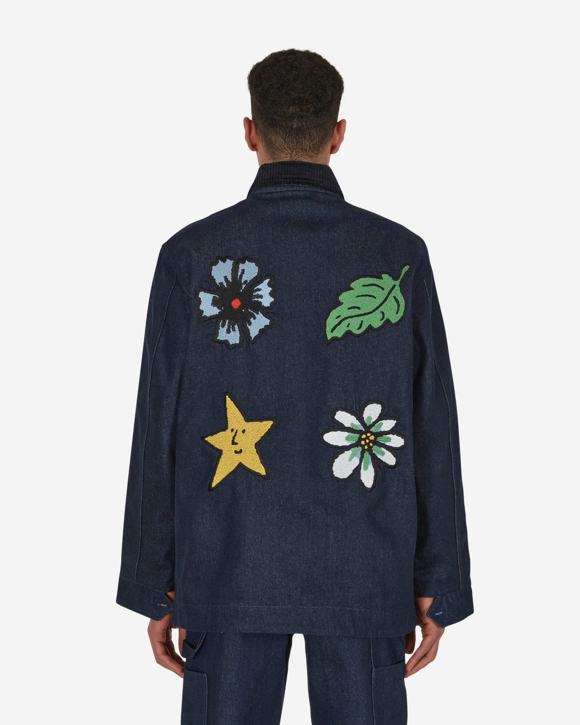 Veste de travail en jean brodé bleue