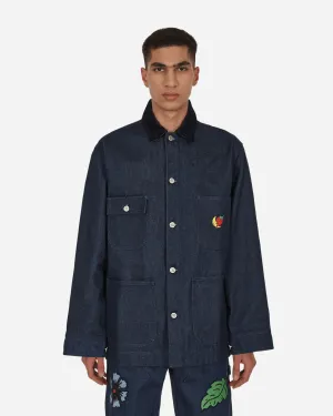 Veste de travail en jean brodé bleue