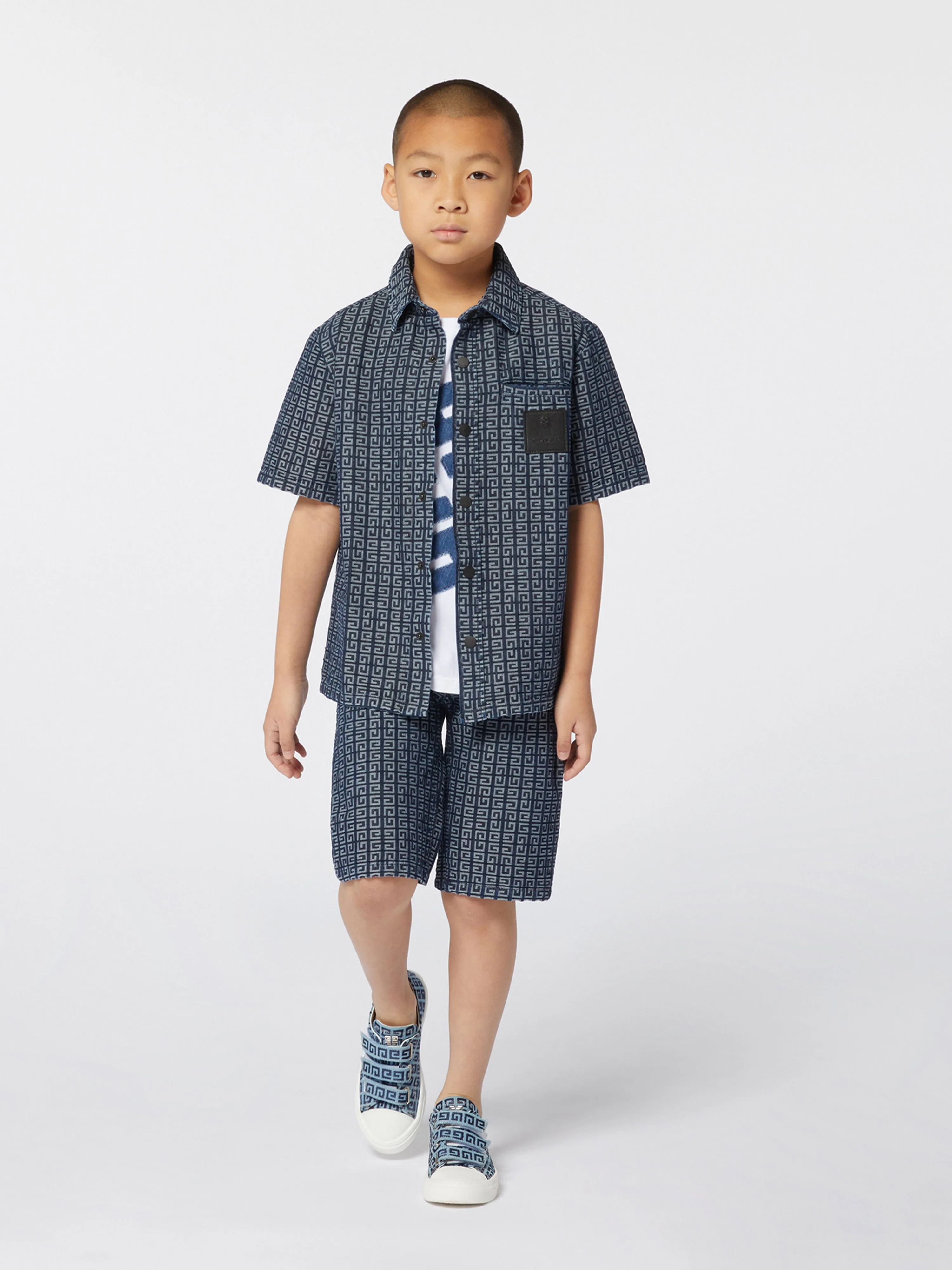 Givenchy Boys 4G Shorts en Jean Bleu