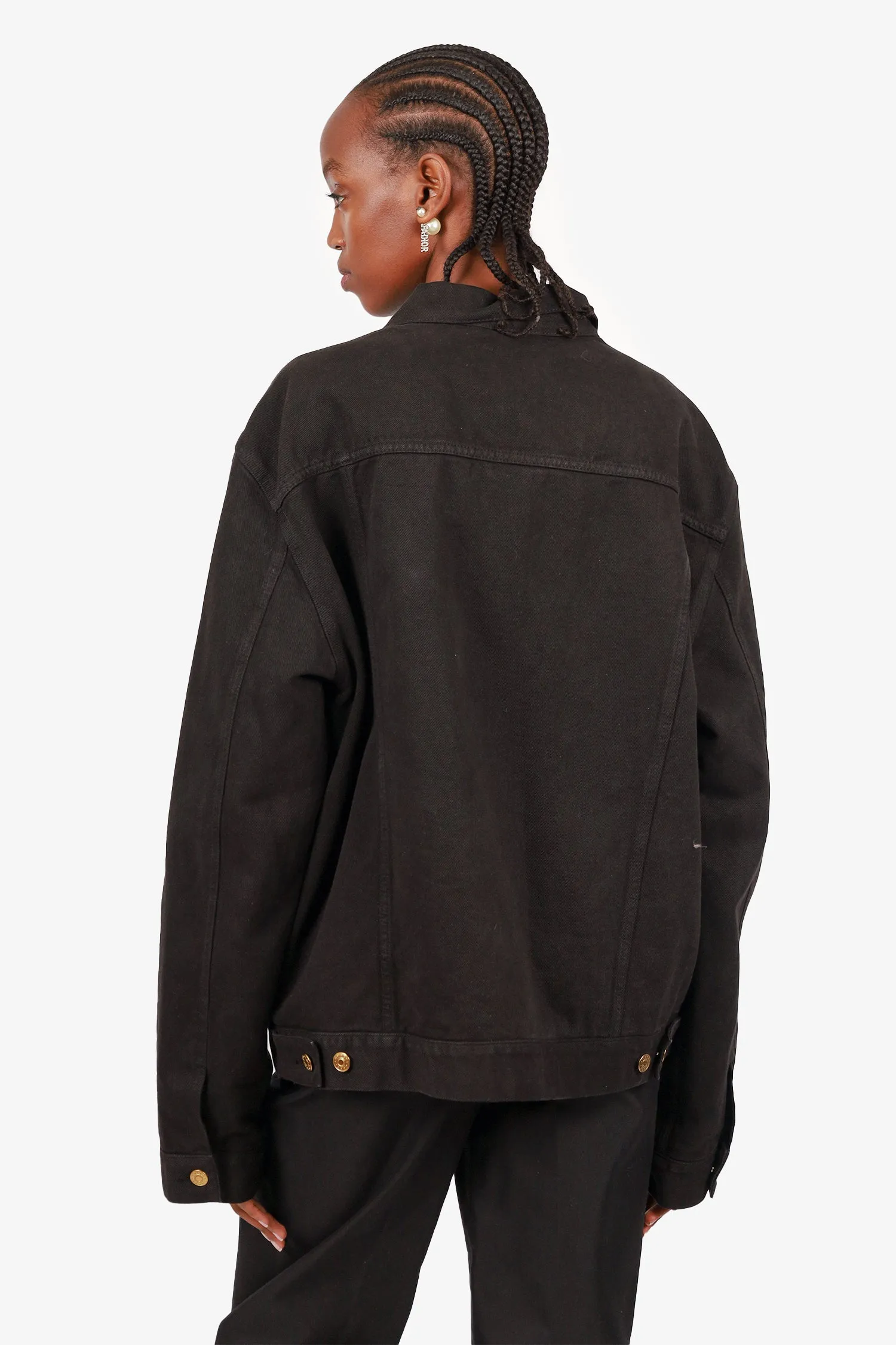 Veste en denim noir lavé/teint Gucci 1955 avec motif Horsebit Taille 56 pour homme