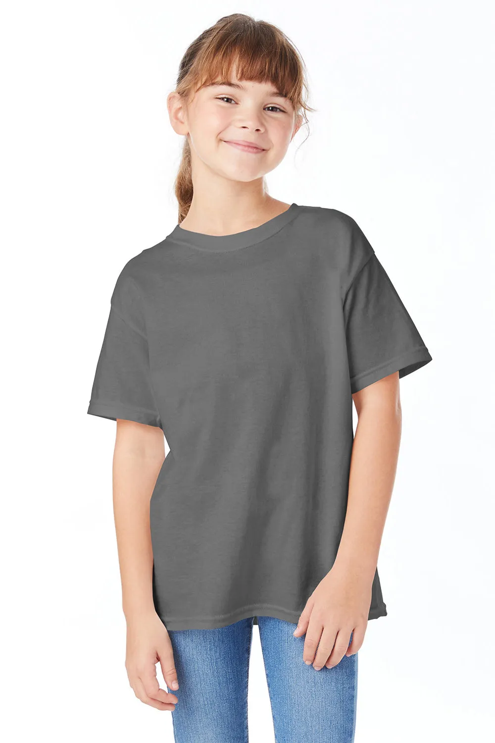Hanes Youth T-shirt à manches courtes et col rond ComfortSoft - Gris fumé