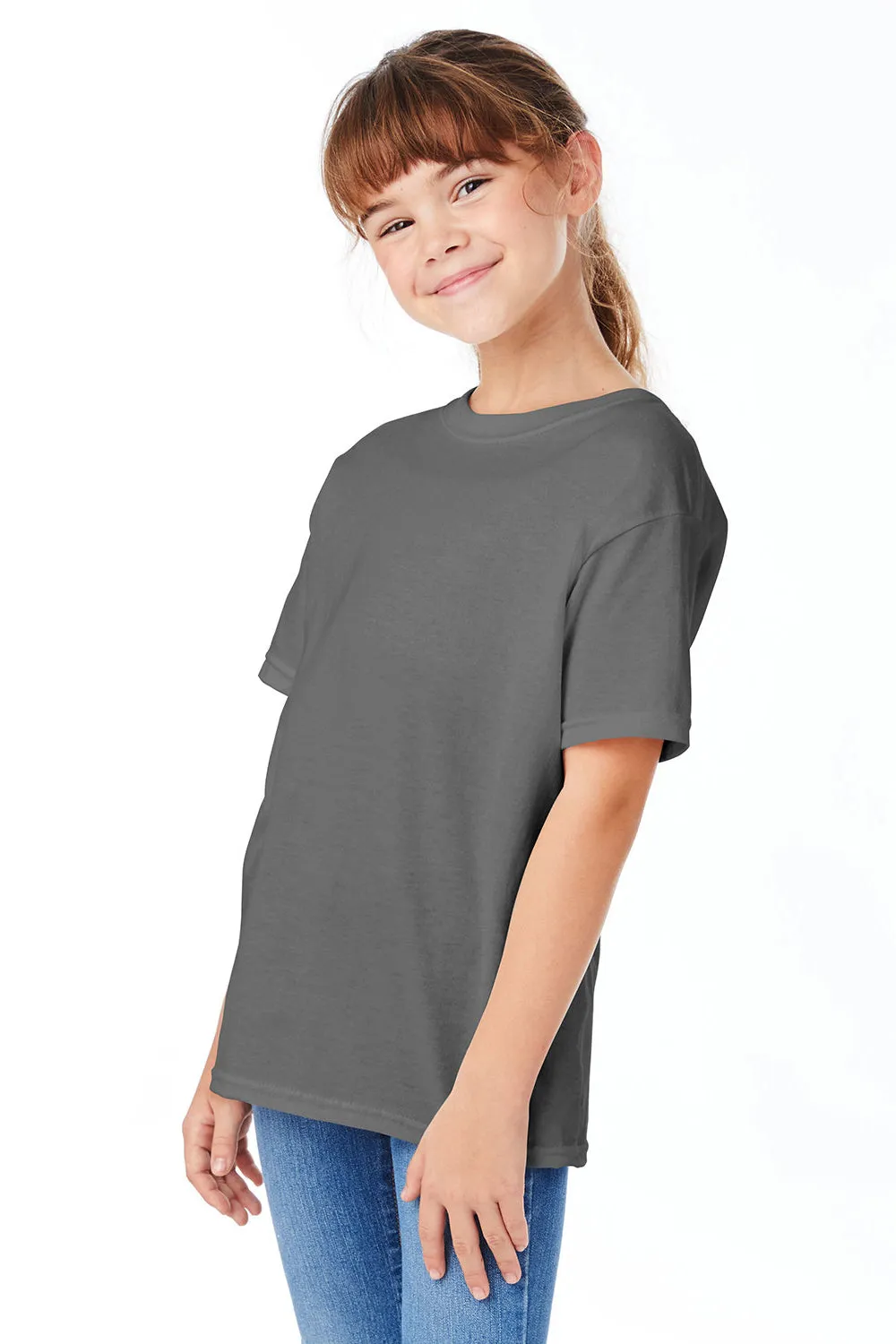 Hanes Youth T-shirt à manches courtes et col rond ComfortSoft - Gris fumé