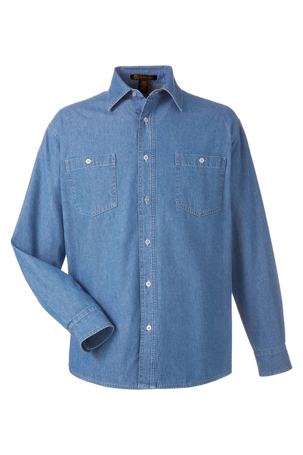 Veste en jean boutonnée pour hommes Harriton - Bleu jean clair Vêtement à la mode Harriton