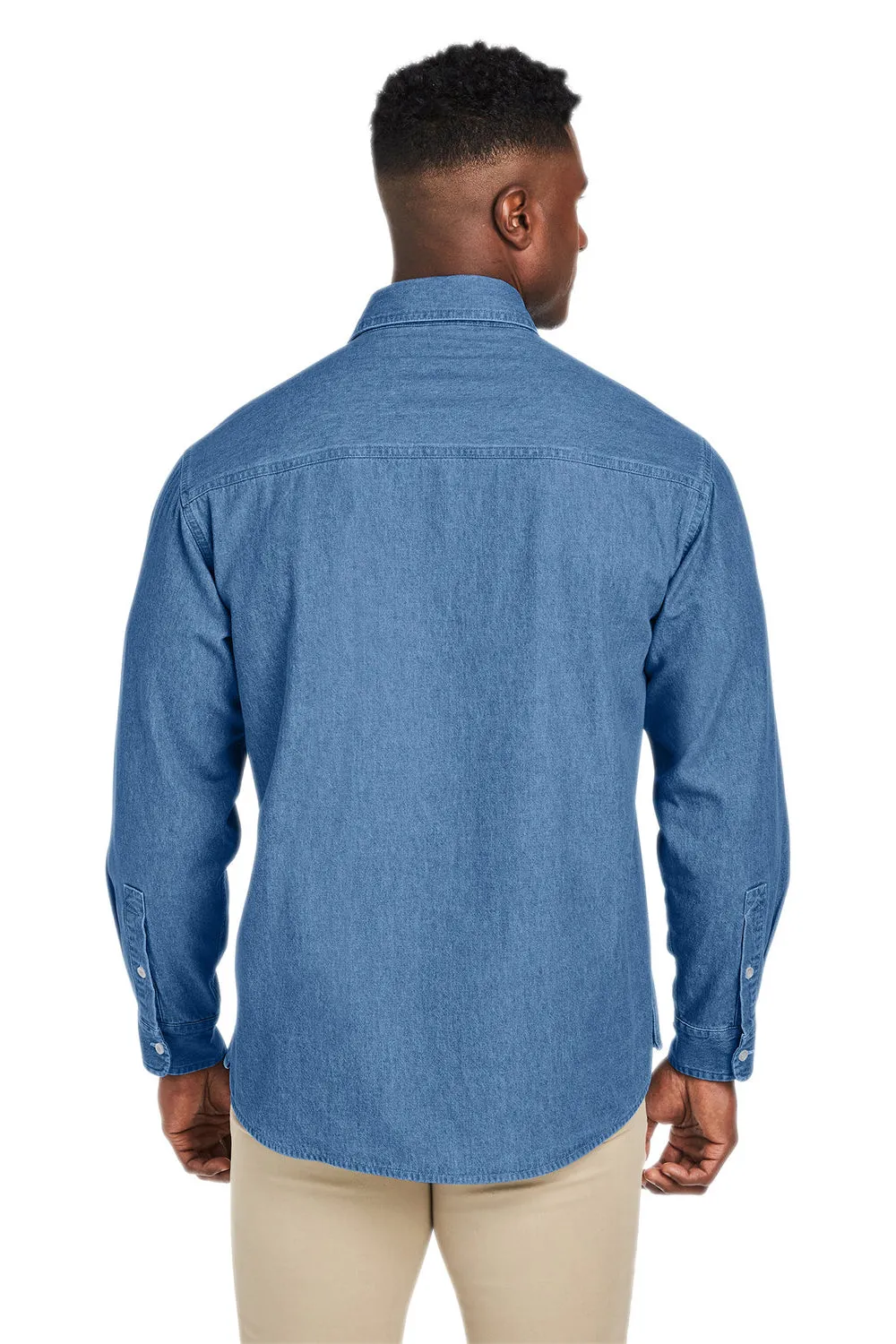 Veste en jean boutonnée pour hommes Harriton - Bleu jean clair Vêtement à la mode Harriton