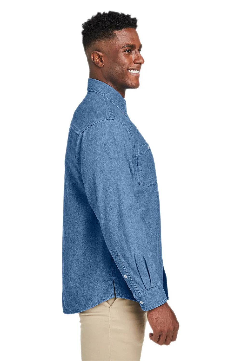 Veste en jean boutonnée pour hommes Harriton - Bleu jean clair Vêtement à la mode Harriton