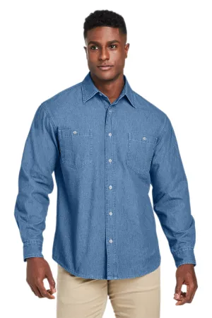 Veste en jean boutonnée pour hommes Harriton - Bleu jean clair Vêtement à la mode Harriton