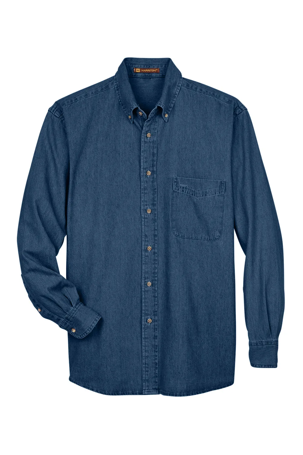 Chemise à manches longues en denim pour hommes Harriton avec poche - Denim foncé